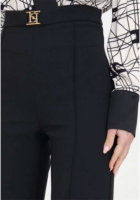 Black women's trousers in stretch crepe ELISABETTA FRANCHI | PAT1541E2110